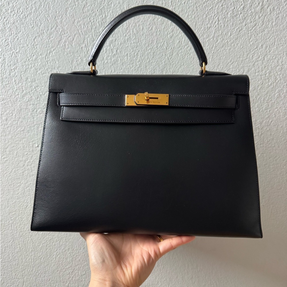 ❌SOLD❌Hermes Kelly 32 Sellier Noir Gold Hardware